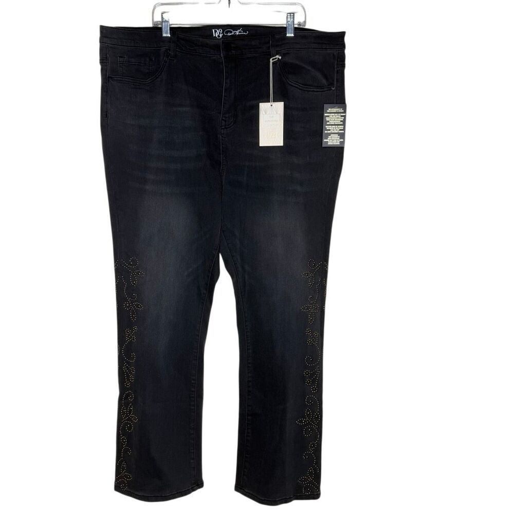NEW DG2 X Diane Gilman Gray Straight Leg Jeans With Copper Beading Size 22w